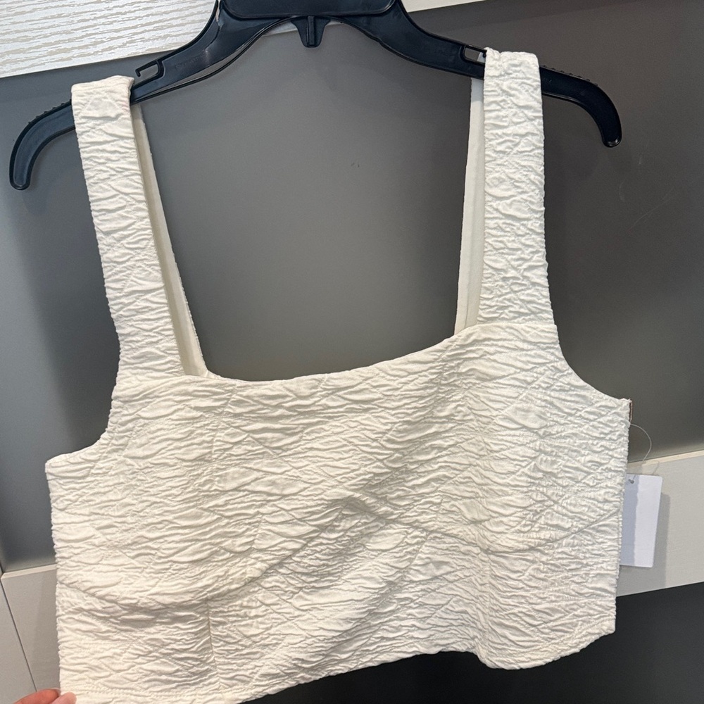 Good American Cloud White Textured Cropped Tank - 2XL